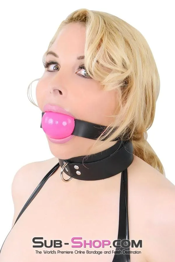 1880A-SIS      Sissy Boi Bondage Gear 2" Sissy Humiliation Large Ball Gag, Bright Pink