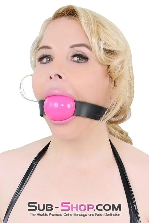 1880A-SIS      Sissy Boi Bondage Gear 2" Sissy Humiliation Large Ball Gag, Bright Pink