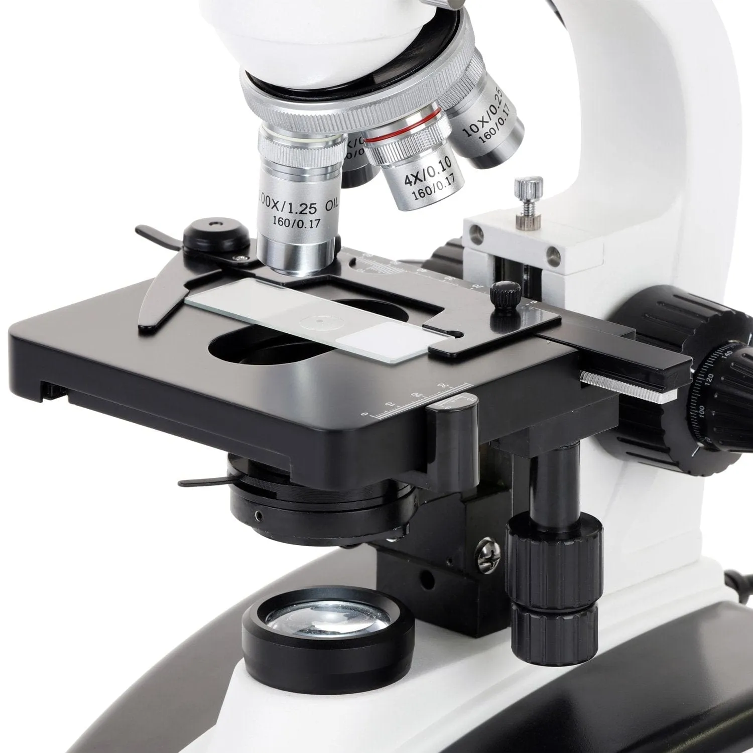 AmScope D130 Series Dual-View Monocular Compound Microscope with 20W Halogen Light, 3D Mechanical Stage and Optional Digital Camera