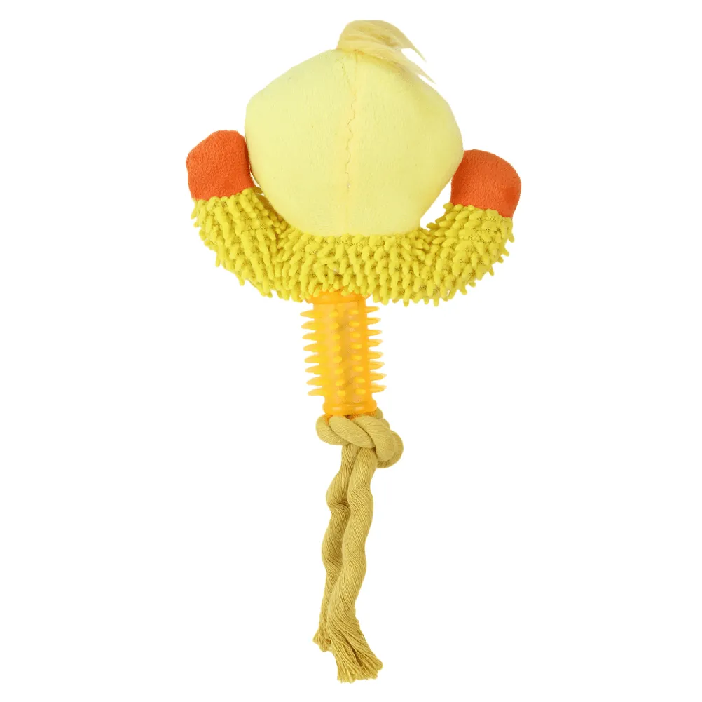 Basil Animal Shaped Plush Toy with Chew Rope & TPR for Dogs (Yellow)