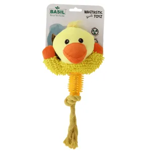 Basil Animal Shaped Plush Toy with Chew Rope & TPR for Dogs (Yellow)