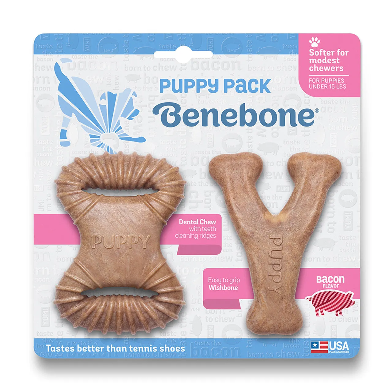 Benebone Puppy 2-Pack w/ Dental Chew & Wishbone Dog Chew Toys