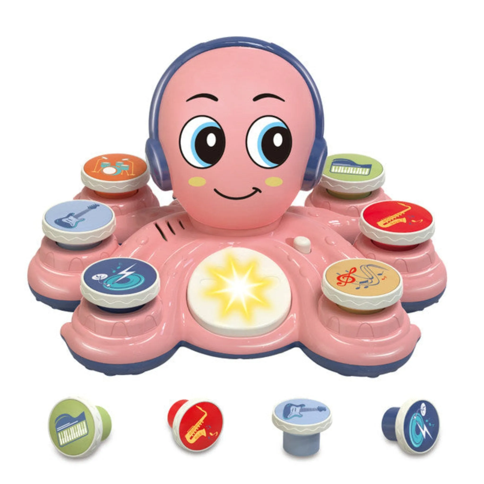 Contixo Baby Piano Toy - Octopus Musical Toy with 6 Keyboards, Ages 6-24 Months, Pink