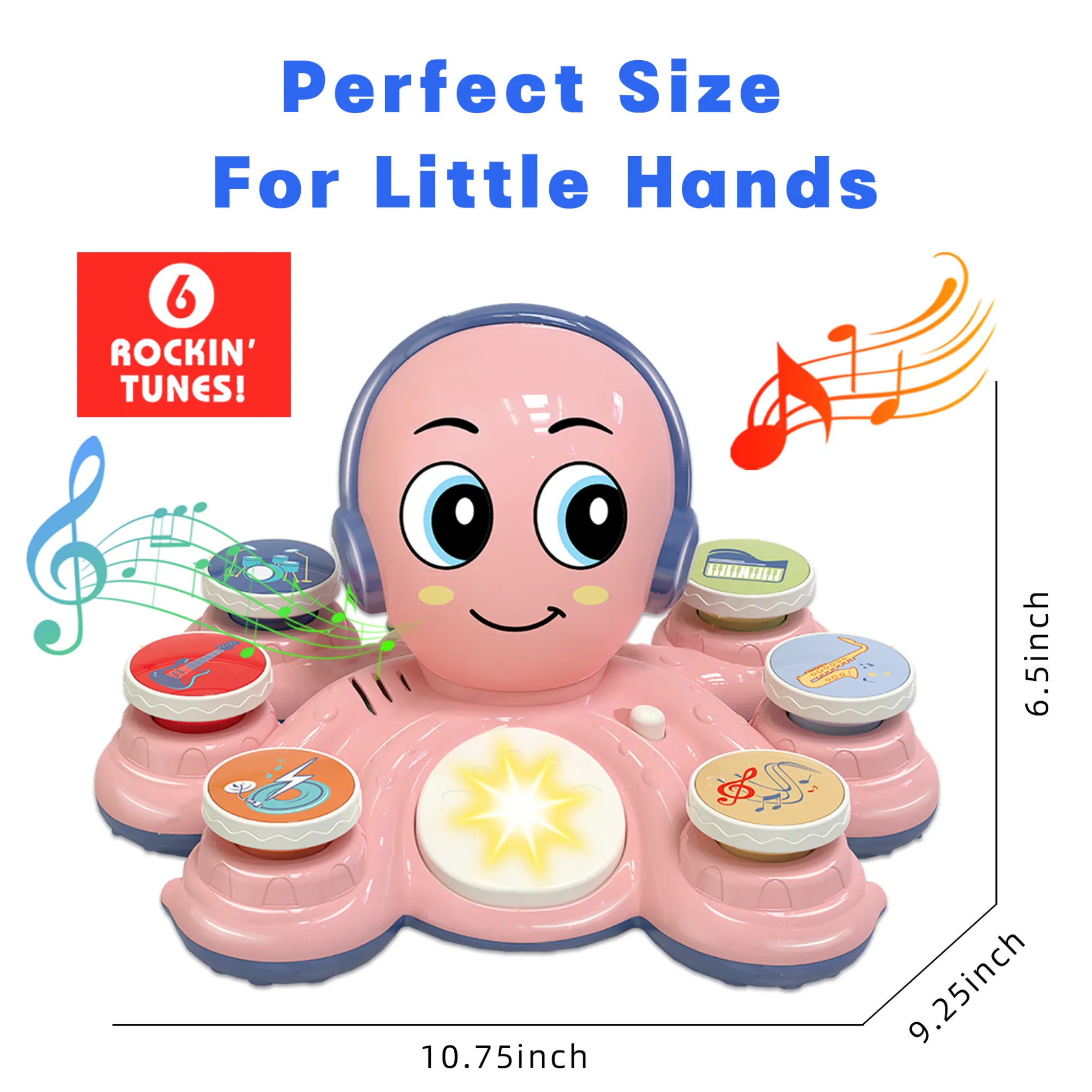 Contixo Baby Piano Toy - Octopus Musical Toy with 6 Keyboards, Ages 6-24 Months, Pink