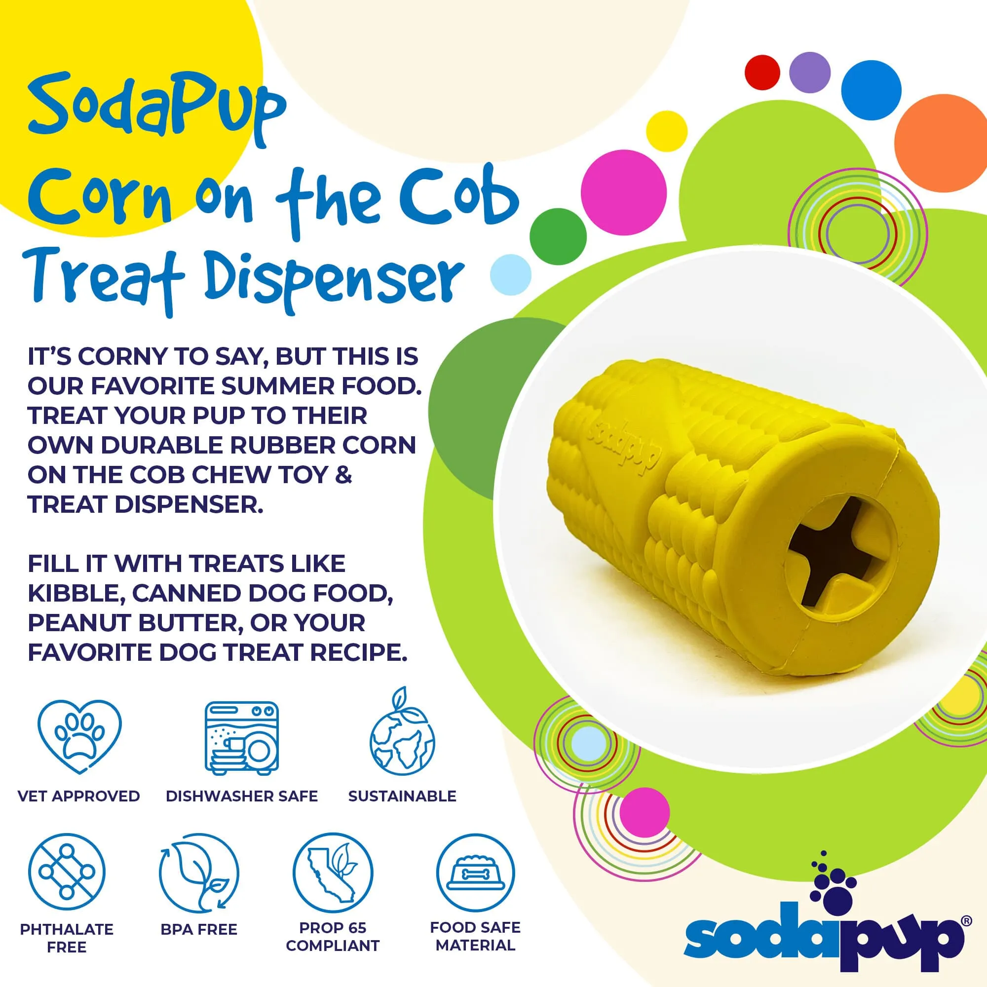 Corn on the Cob eDispenser Durable Rubber Treat Dispenser