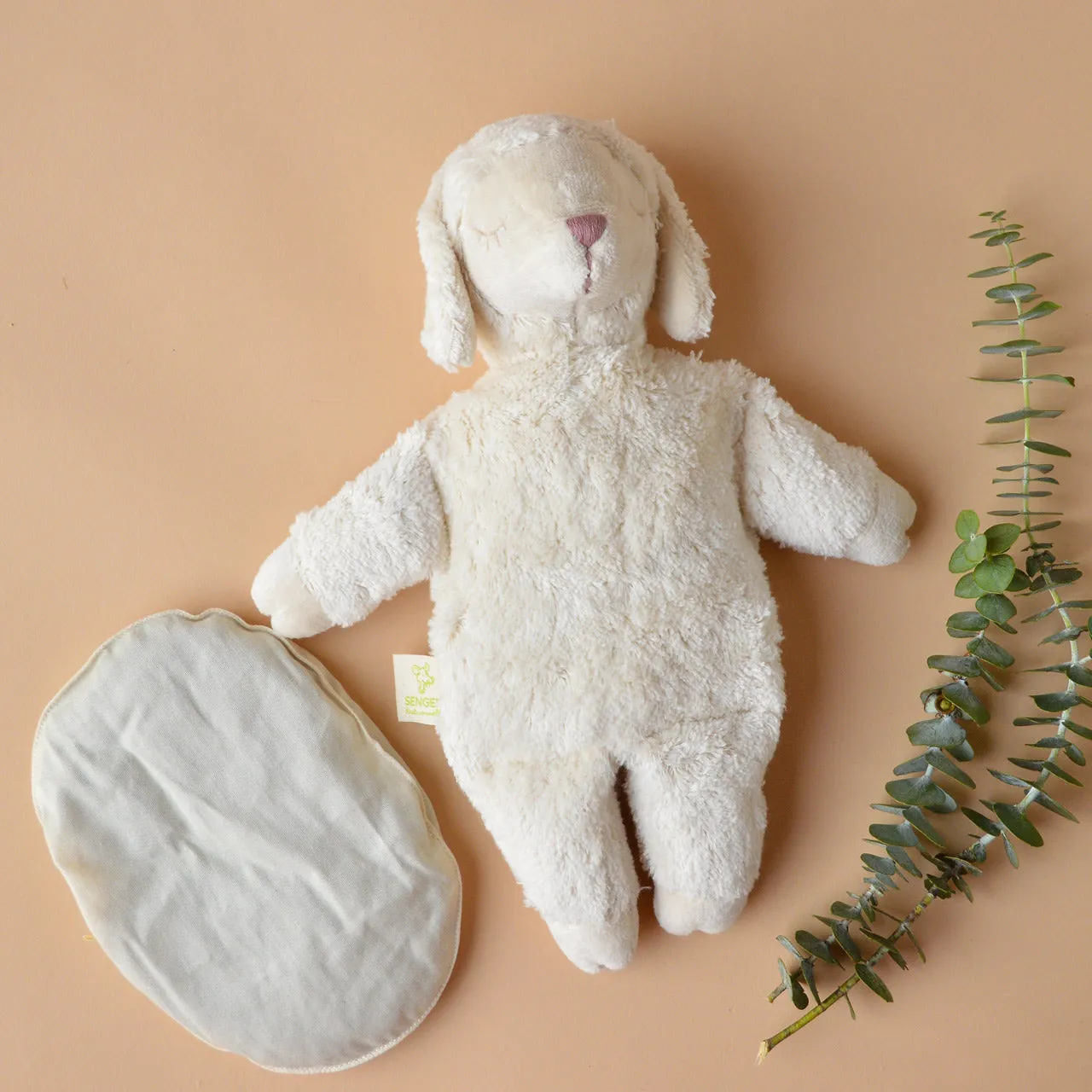 Cuddly White Sheep Toy/Heat Pack in Organic Cotton/Lambswool - Small