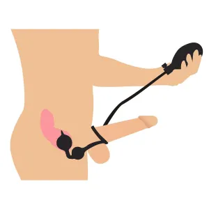 Devils Rattle Inflatable Silicone Anal Plug with Cock and Ball Ring