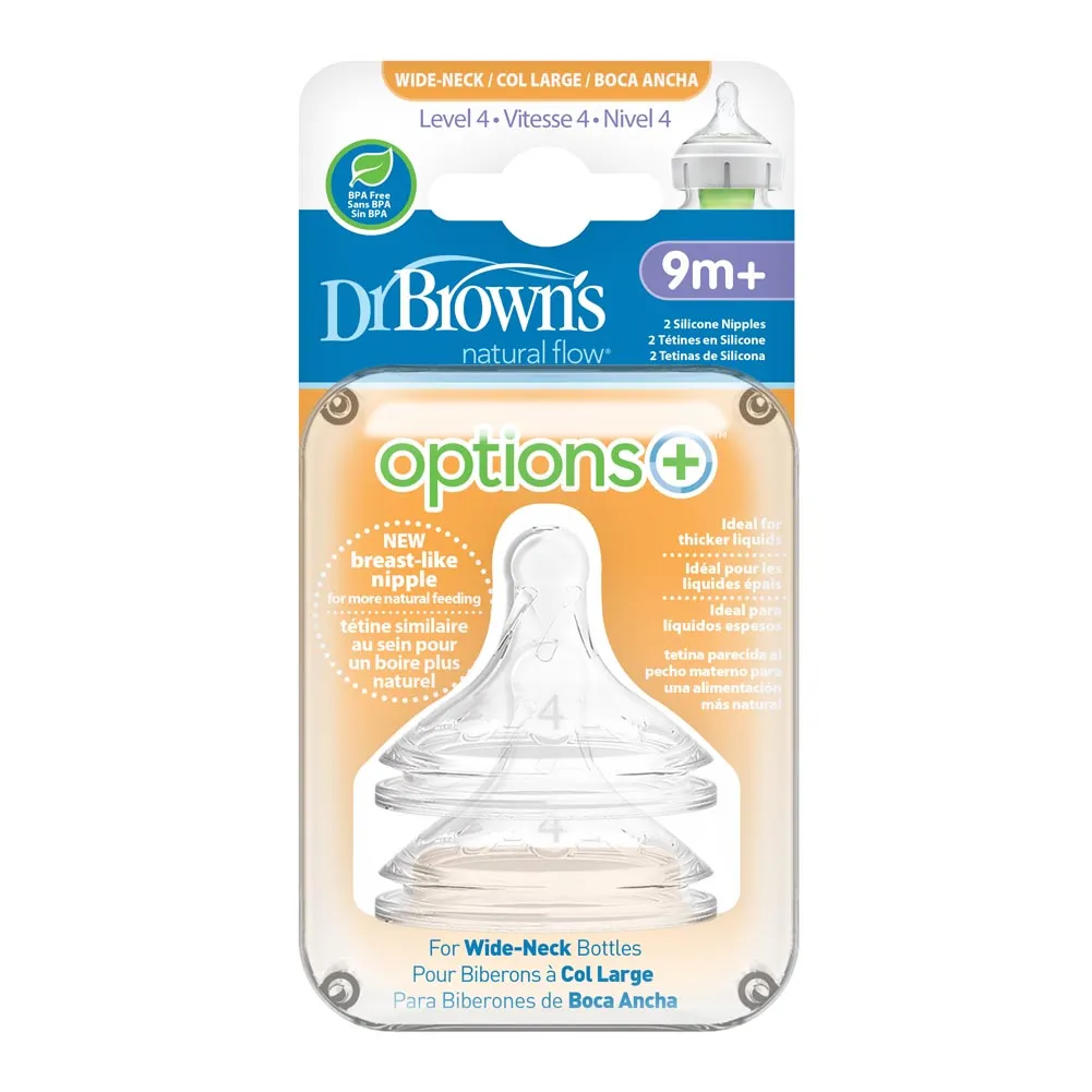 Dr. Brown's Options  2-Pack Wide Neck Nipples - Level 4 (9 Months )