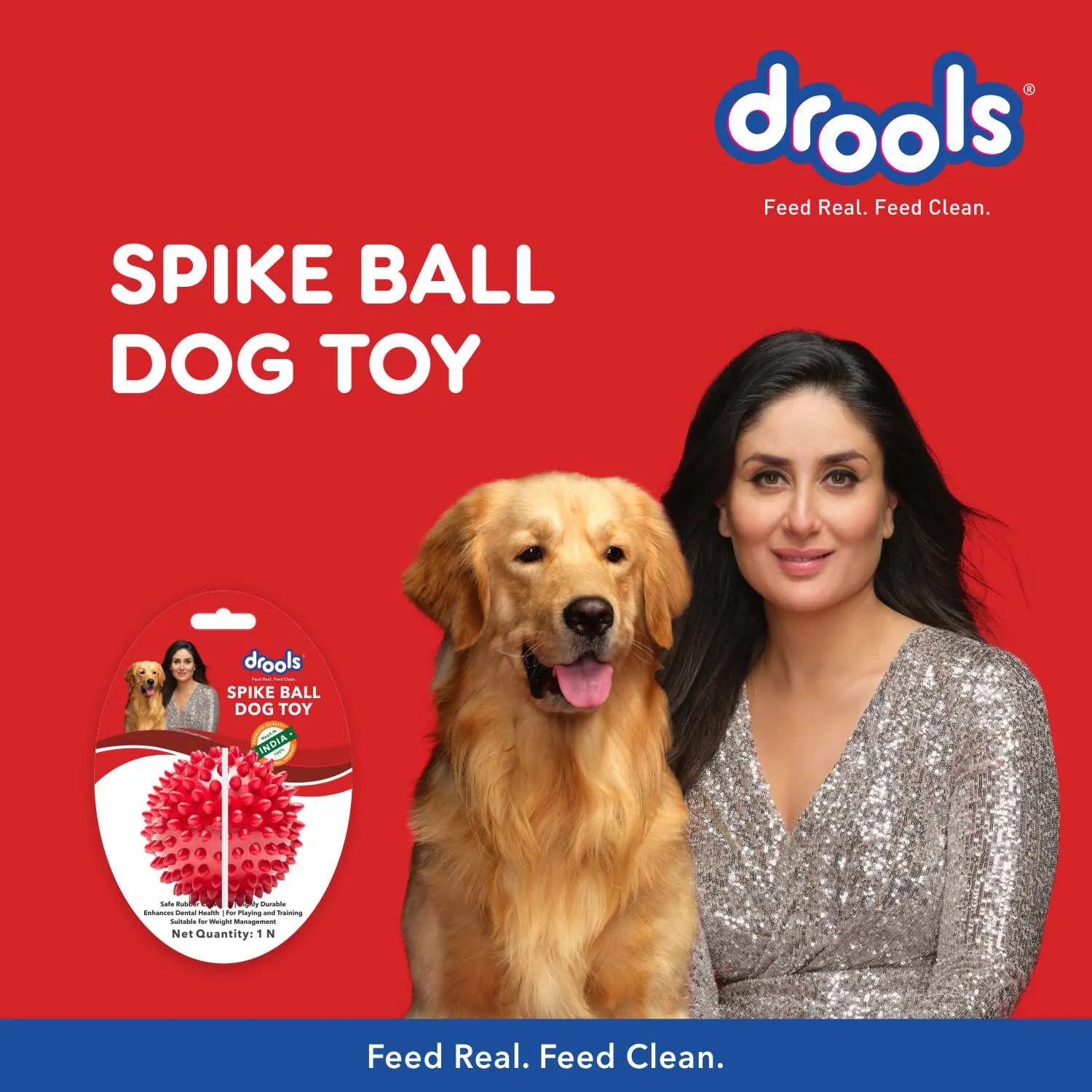 Drools Non Toxic Rubber Stud Spike Hard Ball and Barkbutler Chu the bone Treat Toy for Dogs Combo