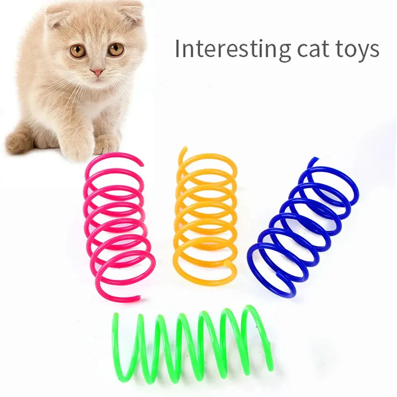 Durable Colorful Cat Spring Toy Set