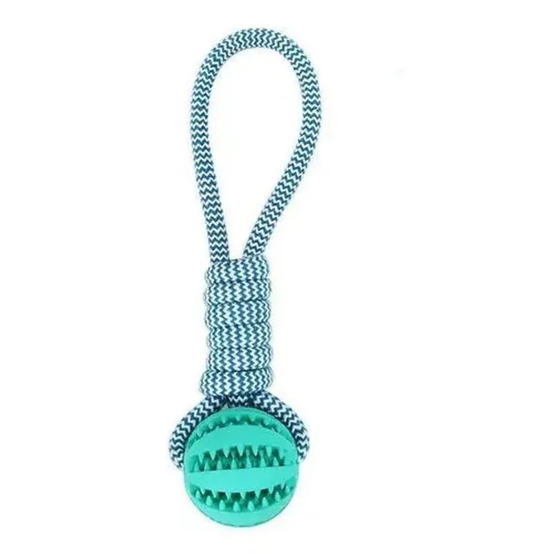 Durable Rubber Ball Chew Toy with Cotton Rope