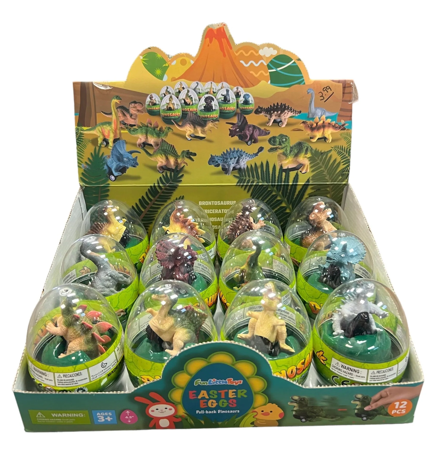 Easter Dinosaur Pull-Back Car Large Green