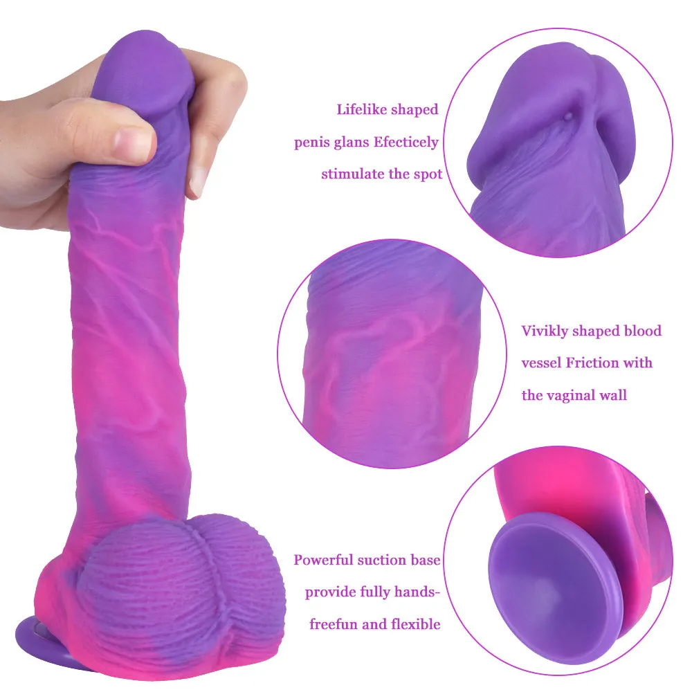 F496 Adjustable Strap-On Harness Kit with 8.1-inch Multicolored Liquid Silicone Dildo