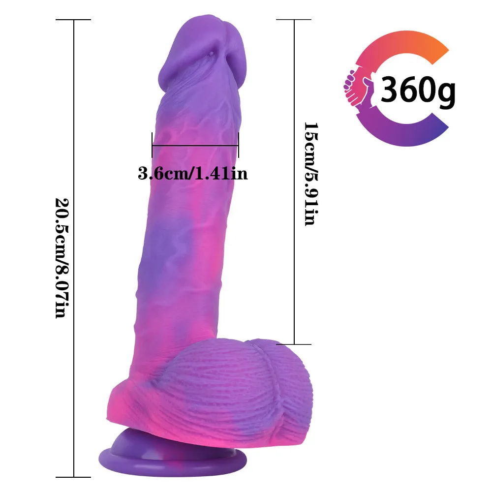 F496 Adjustable Strap-On Harness Kit with 8.1-inch Multicolored Liquid Silicone Dildo