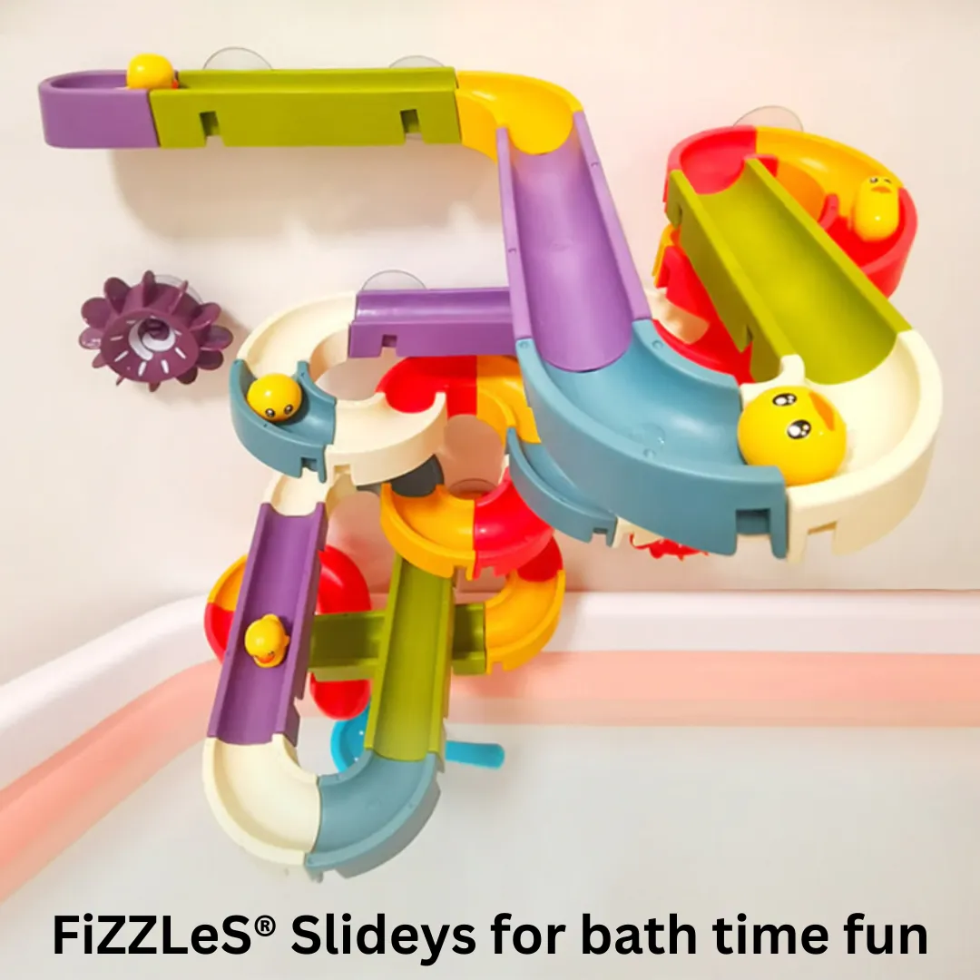 FiZZLeS Slidey 34 piece bath toy slide, Large Slide Construction Bath Toys for boys and girls