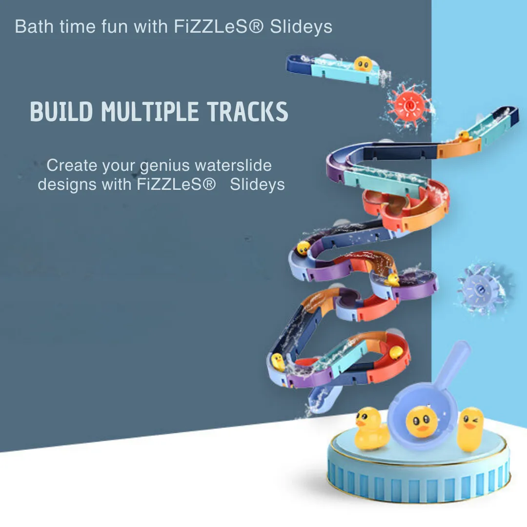 FiZZLeS Slidey 34 piece bath toy slide, Large Slide Construction Bath Toys for boys and girls