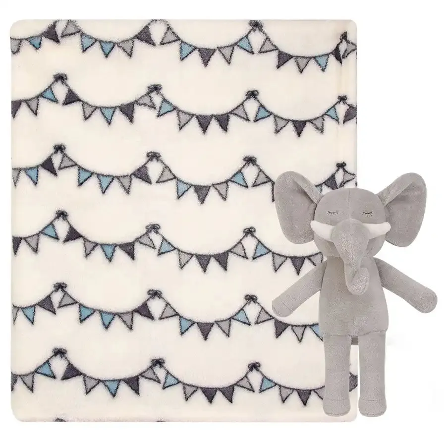 Hudson Baby Plush Blanket And Toy - Modern Elephant