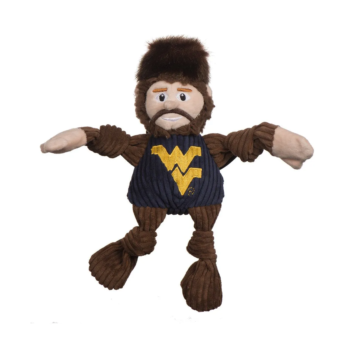 HuggleHounds Knottie Officially Licensed College Mascot Durable Squeaky Plush Dog Toy, West Virginia Mountaineers