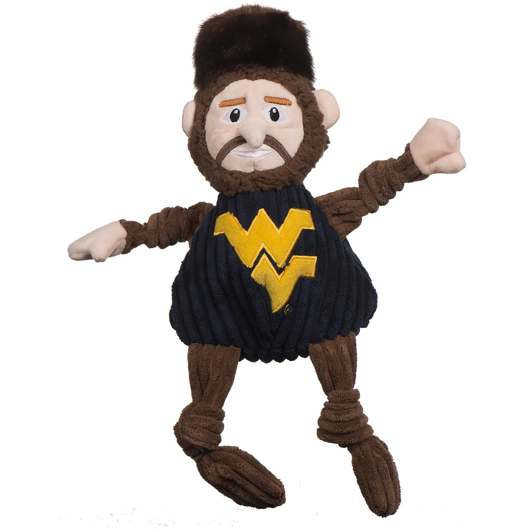 HuggleHounds Knottie Officially Licensed College Mascot Durable Squeaky Plush Dog Toy, West Virginia Mountaineers