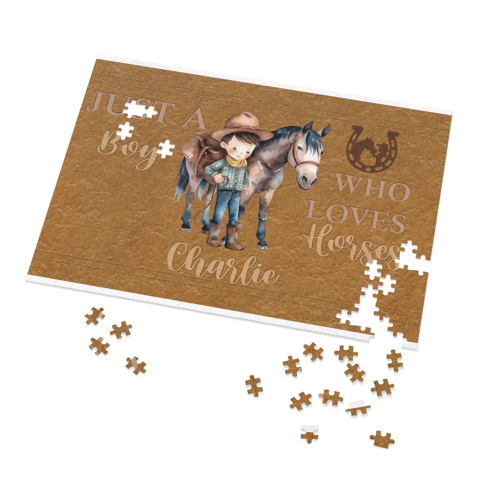 Jigsaw Puzzle, Western, Just aBoy Who Loves Horses, Personalised/Non-Personalised (30, 110, 252, 500,1000-Piece)