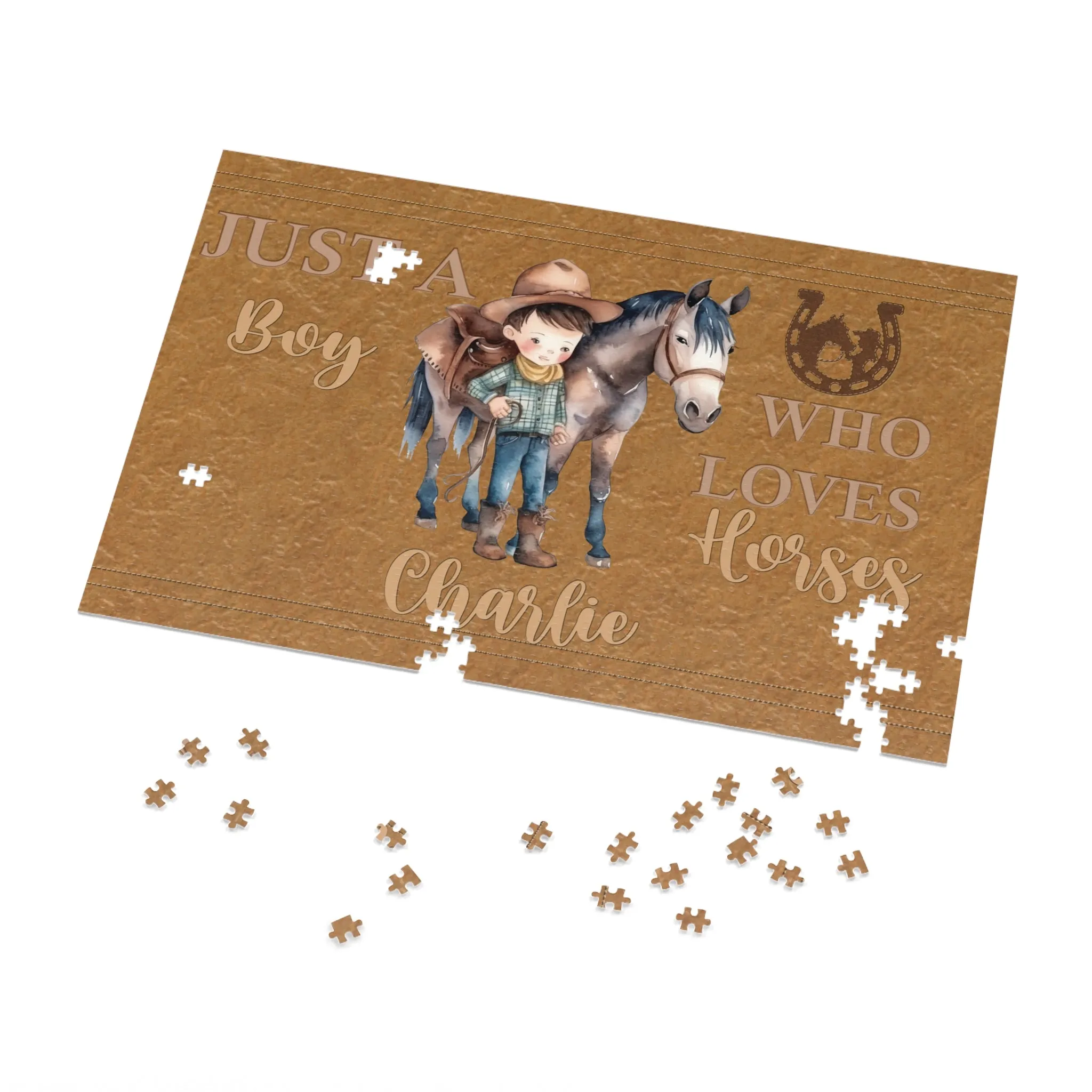 Jigsaw Puzzle, Western, Just aBoy Who Loves Horses, Personalised/Non-Personalised (30, 110, 252, 500,1000-Piece)