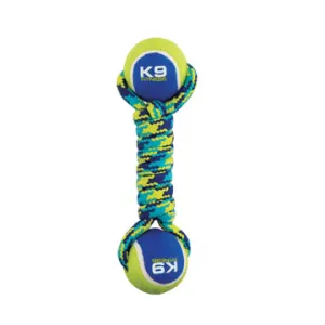 K9 Fitness by Zeus Double Tennis Ball Rope Dumbbell with Tennis Ball - Medium - 6.35 cm (9 in)