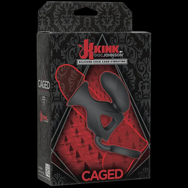 Kink Caged Silicone Cock Cage Vibrating Black