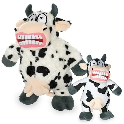 Mighty Angry Animal Dog Squeaky Toy, Angry Cow (mini and regular size)