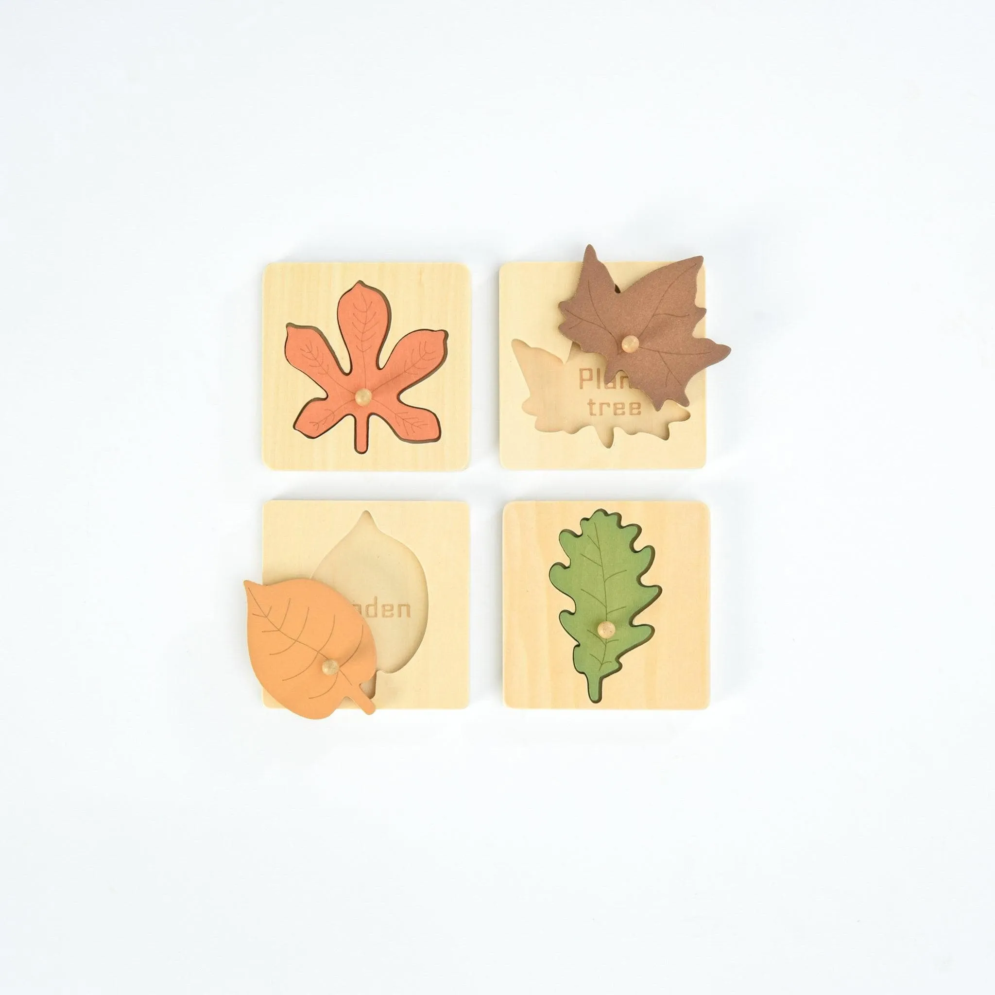 Montessori Wooden Leaf Puzzle - 4 in 1 Nordic Style Leaf Set