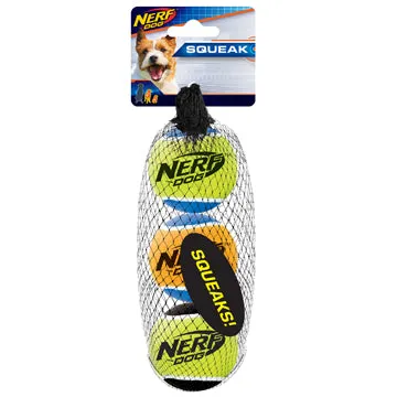 Nerf Dog Squeak Tennis Balls, 3 pack, Small, 2in