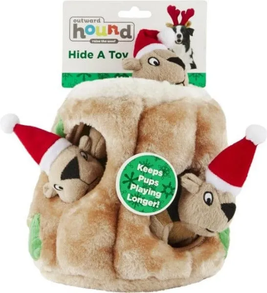 Outward Houndz Hide-a-Squirrel Holiday Dog Toy