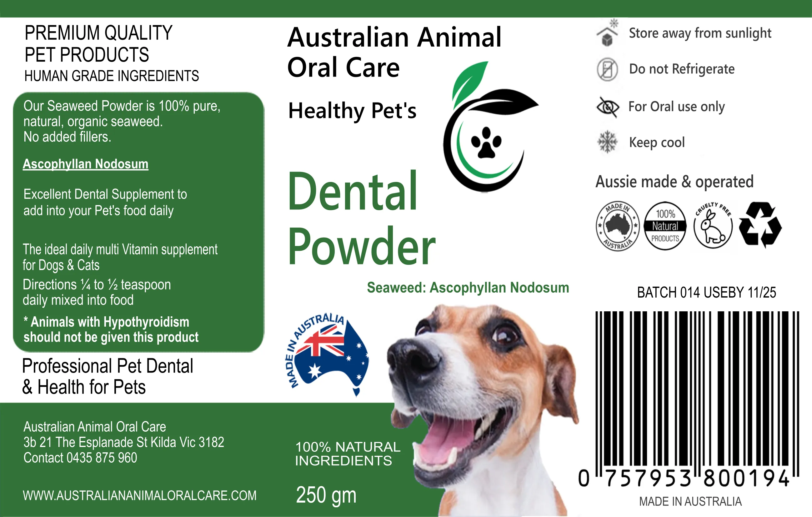 Pet Dental Seaweed Powder -  Ascophyllum Nodosum