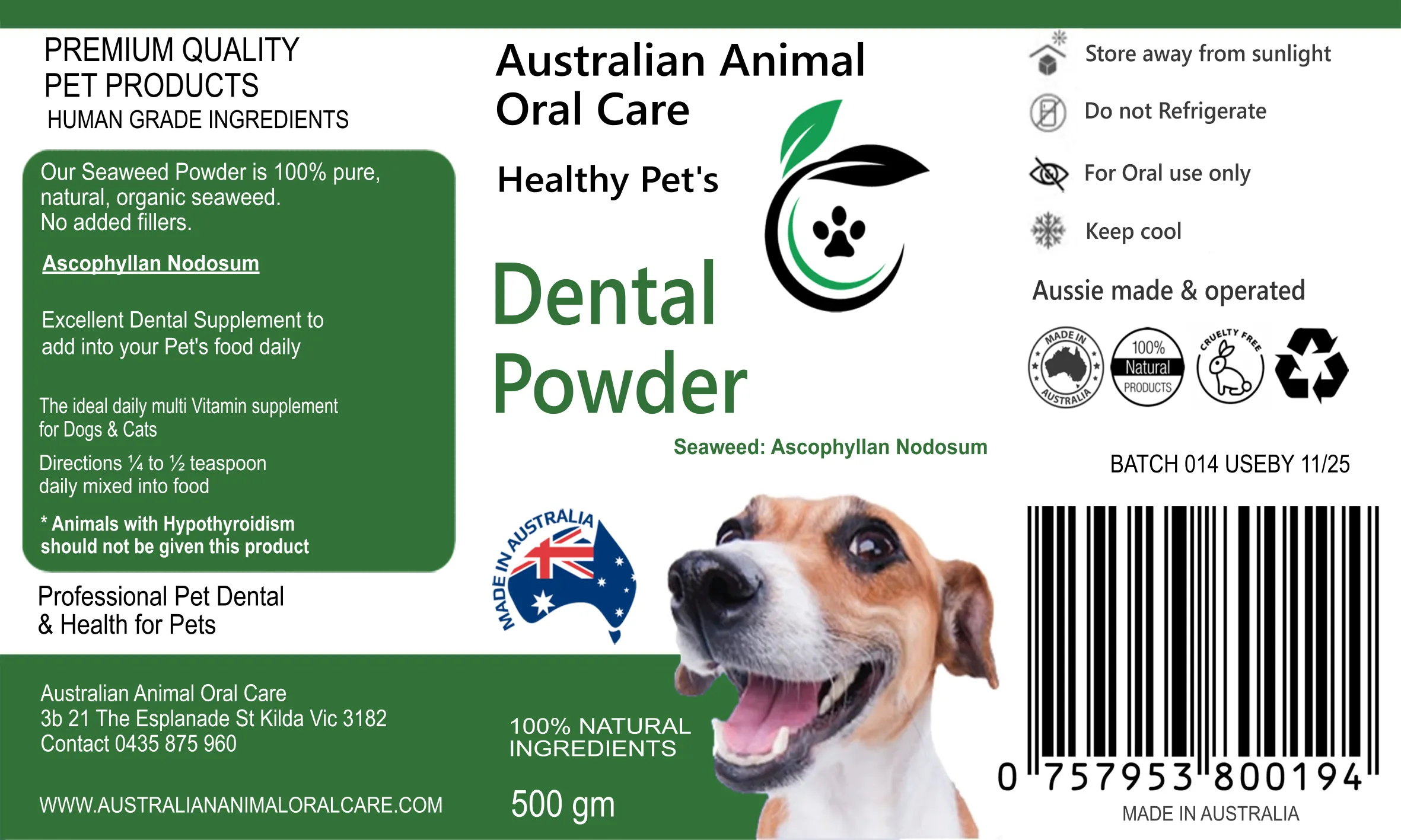 Pet Dental Seaweed Powder -  Ascophyllum Nodosum