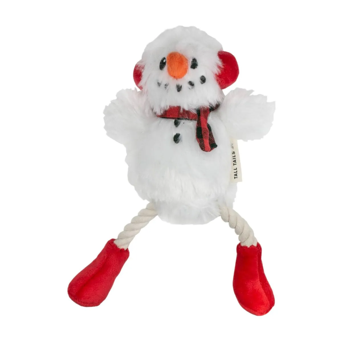 Squeaky Plush Dog Toy: Snowman Pull-Through Rope