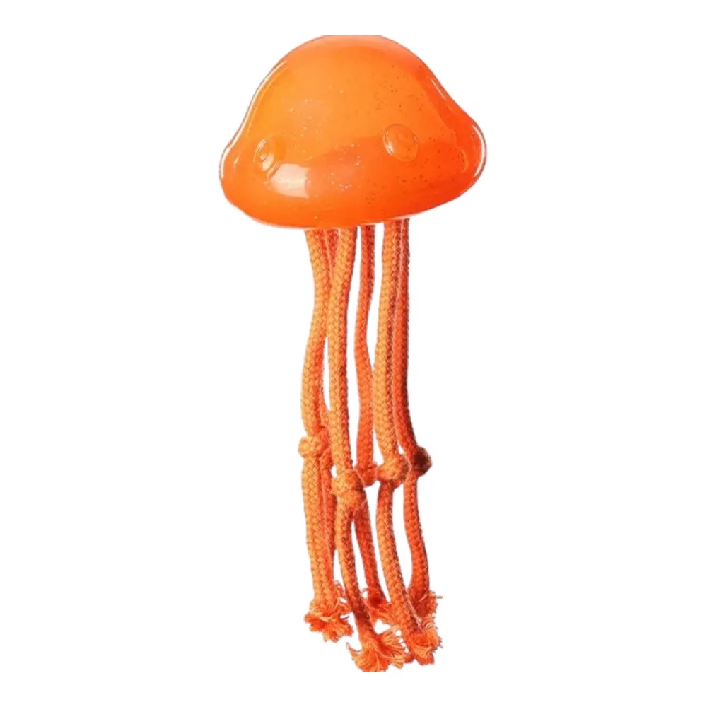 Talking Dog Club Jelly Fish Rope Toy for Dogs (Orange)