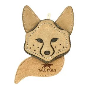 Tall Tails 4" Natural Leather Fox Dog Toy