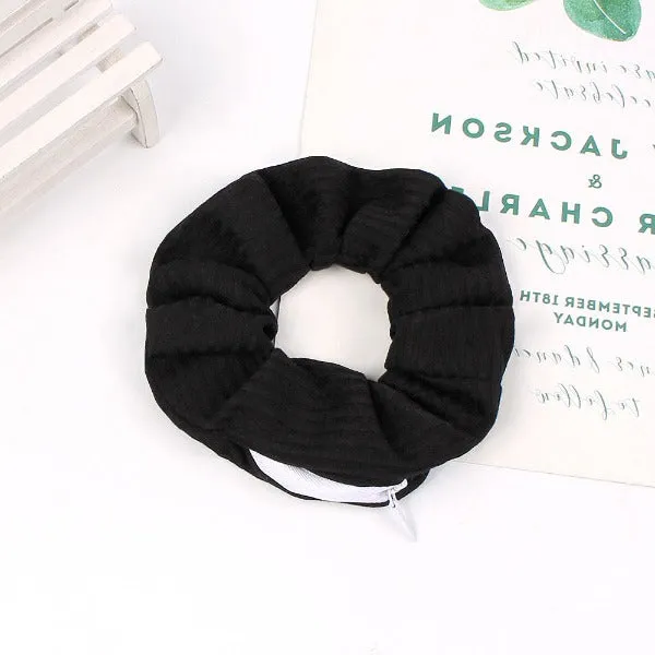 Velvet hidden zipper scrunchies bulk 6pcs pack,random color