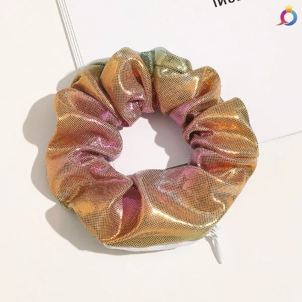 Velvet hidden zipper scrunchies bulk 6pcs pack,random color