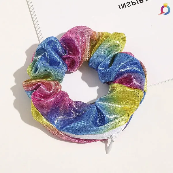 Velvet hidden zipper scrunchies bulk 6pcs pack,random color