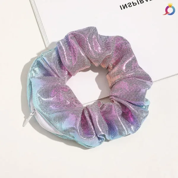 Velvet hidden zipper scrunchies bulk 6pcs pack,random color