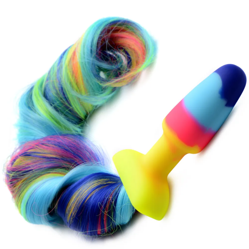 XR Brands Rainbow Unicorn Tail Anal Plug